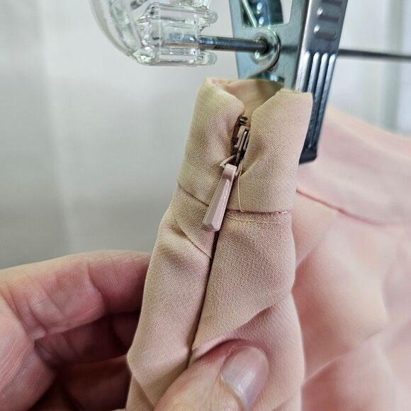 New York & Company Pink Asymmetrical Pleated Mini Skirt Size 10 - Picture 10 of 10